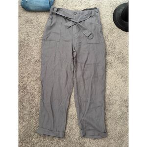 NWT Tahari Grey Linen Belted Pants Size XL Summer Pants